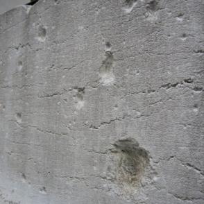 These divots give one an idea of the destructive power of the shrapnel bomb.